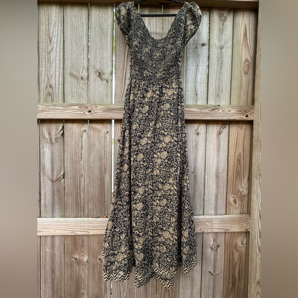 Free People Ultraviolet Maxi Dress Black And Tan Size Large NWOT